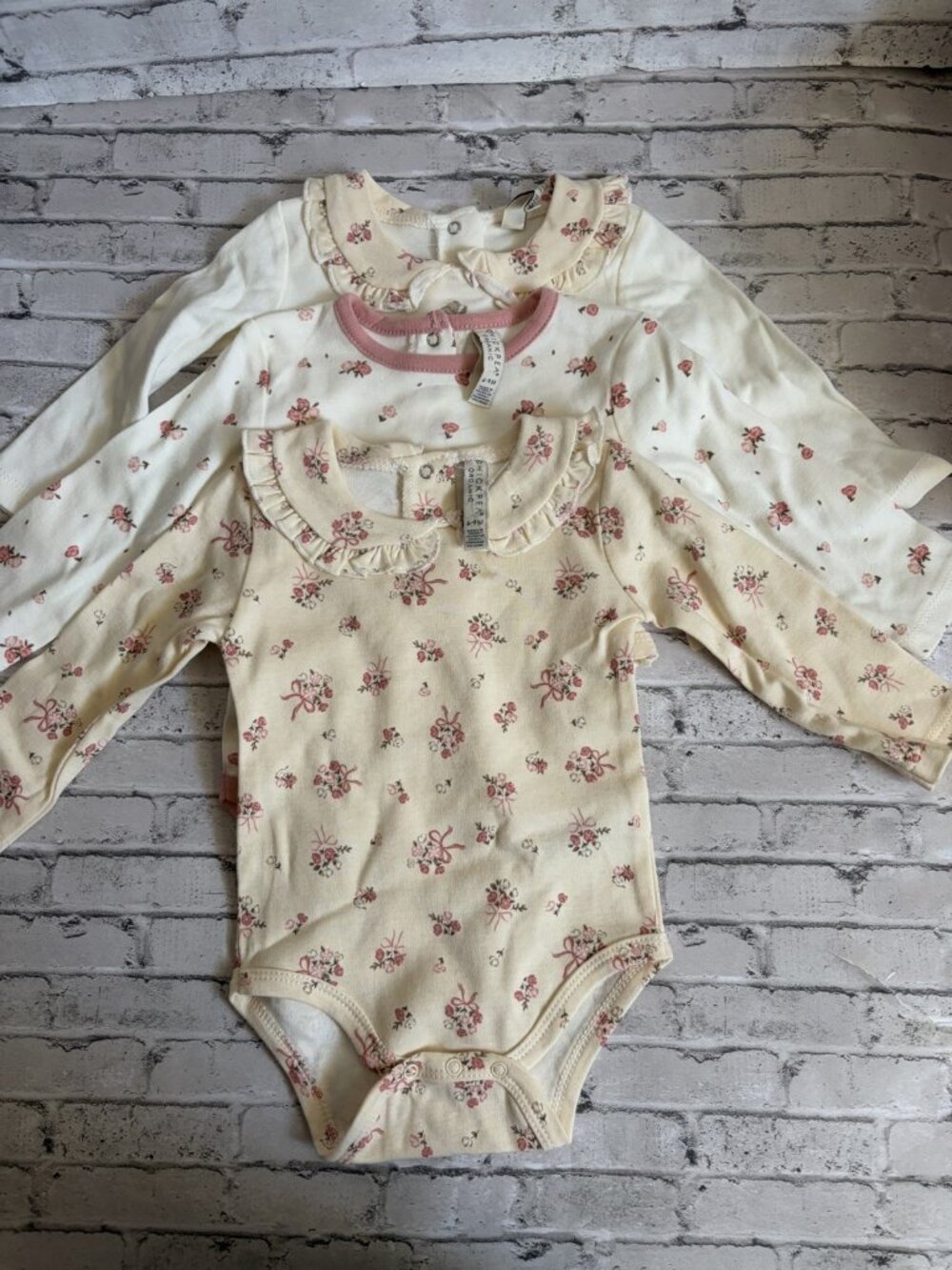 Chickpea Girls 3pk One Piece Flowers Size 6-9mo NWT